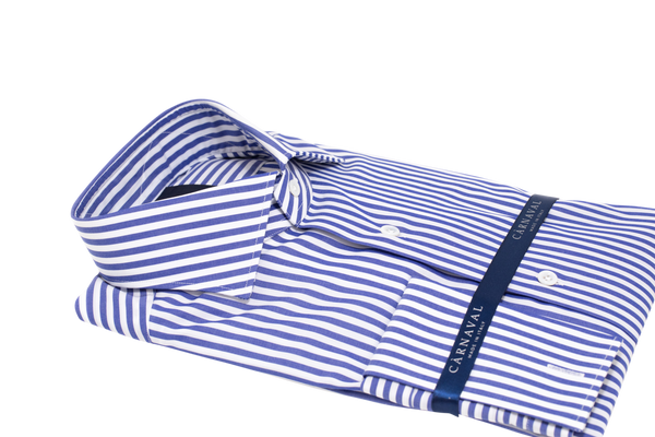 Green and white stripe Thomas Mason French cuff- Càrnaval Sartoria