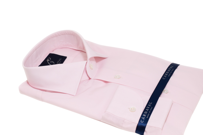 St Andrews pink men's shirt- All our mother of pearl buttoning employs the zampa di gallina method, always and only fatto a mano - made by hand and of course made in Italy. 