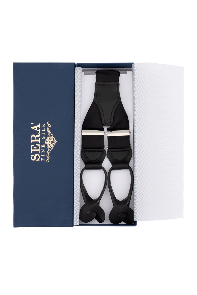 Black suspenders to button made of silk moiré – Michael Jondral