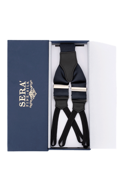Serà Fine Silk Navy Blue Barathea Tuxedo Silk Suspenders
