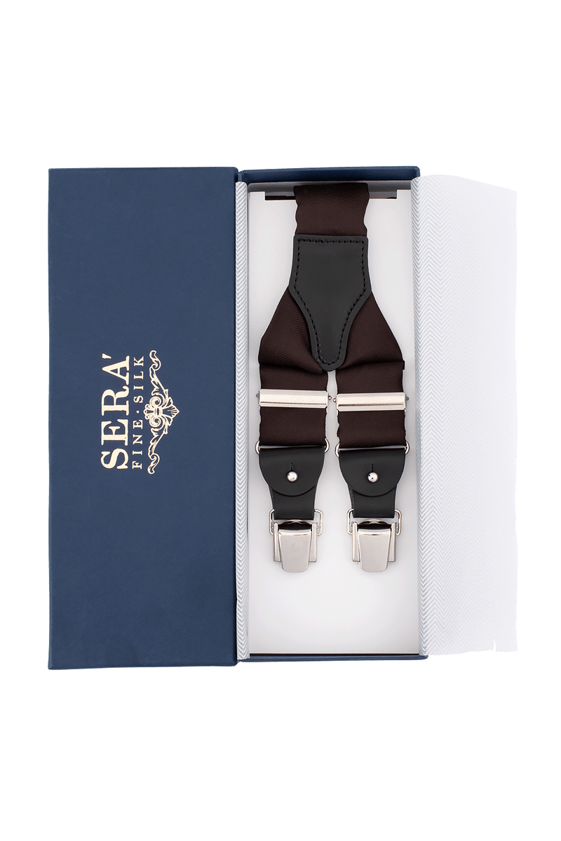 Serà Fine Silk brown silk suspenders- Càrnaval Sartoria