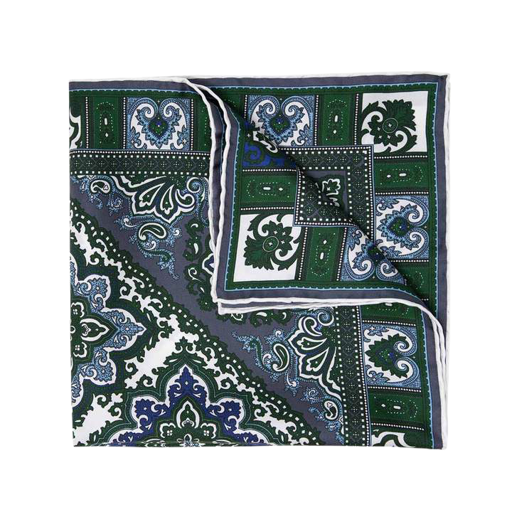Serà Fine Silk Tosca silk pocket square- Full of multi colours and patterns, drawing inspiration from Italian wines, world cities, Opera and more. The icing on the cake to complement your Càrnaval suit or jacket.