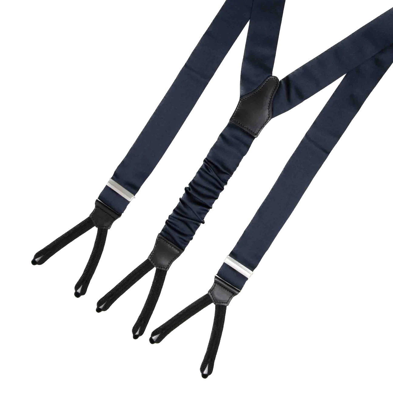 Serà Fine Silk Navy Blue Barathea Tuxedo Silk Suspenders